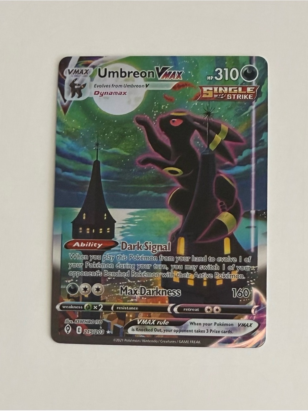 Umbreon VMAX (Alt Art Secret) 215: Evolving Skies Holo FAN ART, DIY CUSTOM CARD
